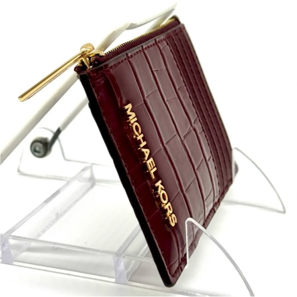 Michael Kors Medium Logo Card Case Wallet Ox Blood Multi - Picture 4 of 7